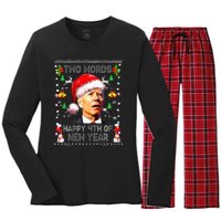 Two Words Happy 4th Of Easter Joe Biden Christmas Sweater Women's Long Sleeve Flannel Pajama Set 