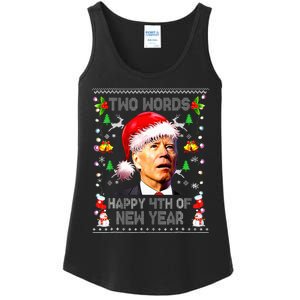 Two Words Happy 4th Of Easter Joe Biden Christmas Sweater Ladies Essential Tank