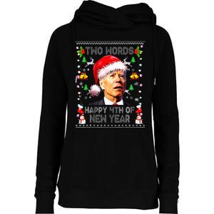 Two Words Happy 4th Of Easter Joe Biden Christmas Sweater Womens Funnel Neck Pullover Hood