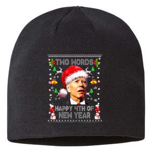 Two Words Happy 4th Of Easter Joe Biden Christmas Sweater Sustainable Beanie