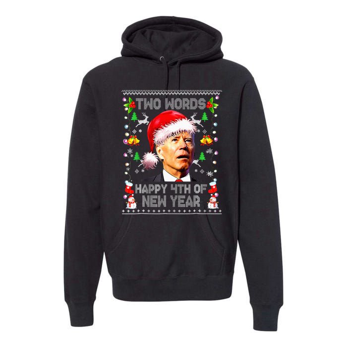 Two Words Happy 4th Of Easter Joe Biden Christmas Sweater Premium Hoodie