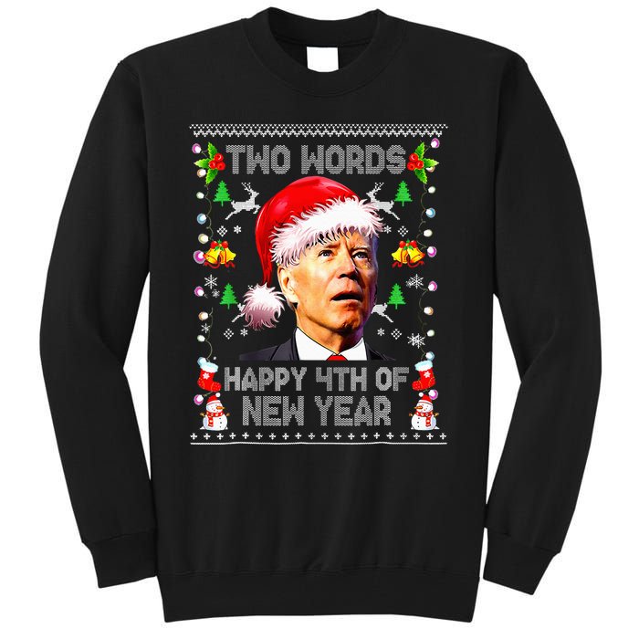 Two Words Happy 4th Of Easter Joe Biden Christmas Sweater Tall Sweatshirt