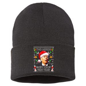 Two Words Happy 4th Of Easter Joe Biden Christmas Sweater Sustainable Knit Beanie