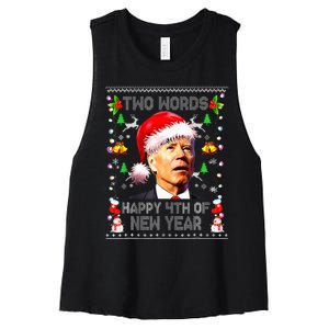 Two Words Happy 4th Of Easter Joe Biden Christmas Sweater Women's Racerback Cropped Tank