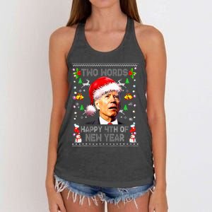 Two Words Happy 4th Of Easter Joe Biden Christmas Sweater Women's Knotted Racerback Tank