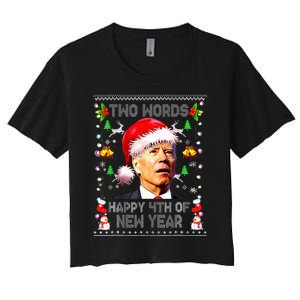 Two Words Happy 4th Of Easter Joe Biden Christmas Sweater Women's Crop Top Tee