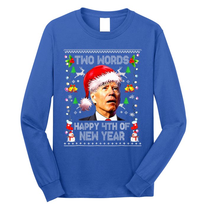 Two Words Happy 4th Of Easter Joe Biden Christmas Sweater Long Sleeve Shirt