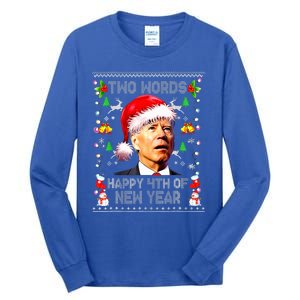 Two Words Happy 4th Of Easter Joe Biden Christmas Sweater Tall Long Sleeve T-Shirt