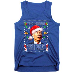 Two Words Happy 4th Of Easter Joe Biden Christmas Sweater Tank Top