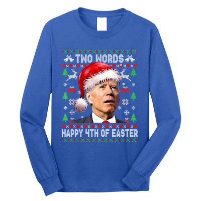 Two Words Happy 4th Of Easter Joe Biden Christmas Sweater Cool Gift Long Sleeve Shirt