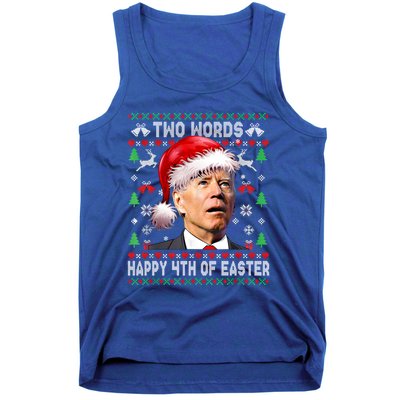 Two Words Happy 4th Of Easter Joe Biden Christmas Sweater Cool Gift Tank Top