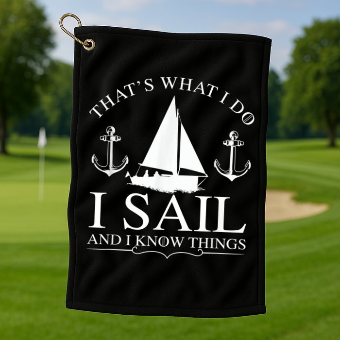 That's What I Do I Sail And I Know Things Boating Sailing Golf Towel