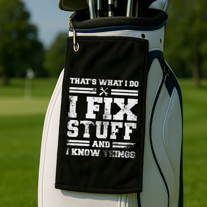 ThatS What I Do I Fix Stuff And I Know Things Funny Saying Golf Towel