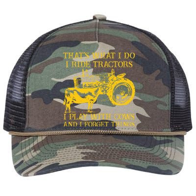 ThatS What I Do I Ride Tractors I Play With Cows Farmer Retro Rope Trucker Hat Cap