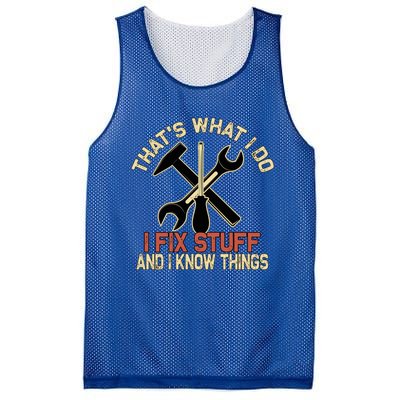 That's What I Do I Fix Stuff And I Know Things Gift Skull Cute Gift Mesh Reversible Basketball Jersey Tank