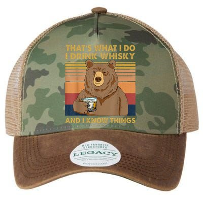 Thats What I Do I Drink Whiskey And I Know Things Bear Legacy Tie Dye Trucker Hat