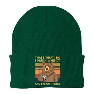 Thats What I Do I Drink Whiskey And I Know Things Bear Knit Cap Winter Beanie