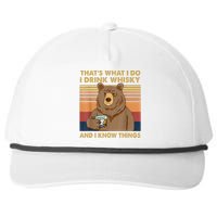 Thats What I Do I Drink Whiskey And I Know Things Bear Snapback Five-Panel Rope Hat