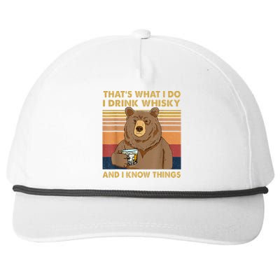 Thats What I Do I Drink Whiskey And I Know Things Bear Snapback Five-Panel Rope Hat