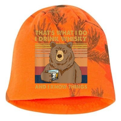 Thats What I Do I Drink Whiskey And I Know Things Bear Kati - Camo Knit Beanie