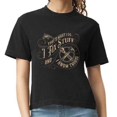 Thats What I Do I Fix Stuff And I Know Things Funny Men Comfort Colors Boxy T-Shirt