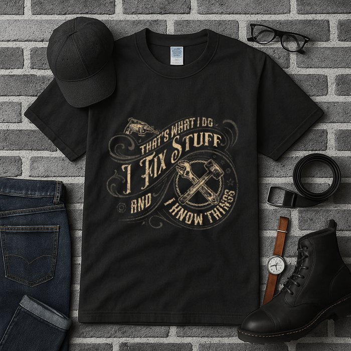 Thats What I Do I Fix Stuff And I Know Things Funny Men Tall T-Shirt