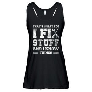 Thats What I Do I Fix Stuff And I Know Things Funny Saying Ladies Essential Flowy Tank