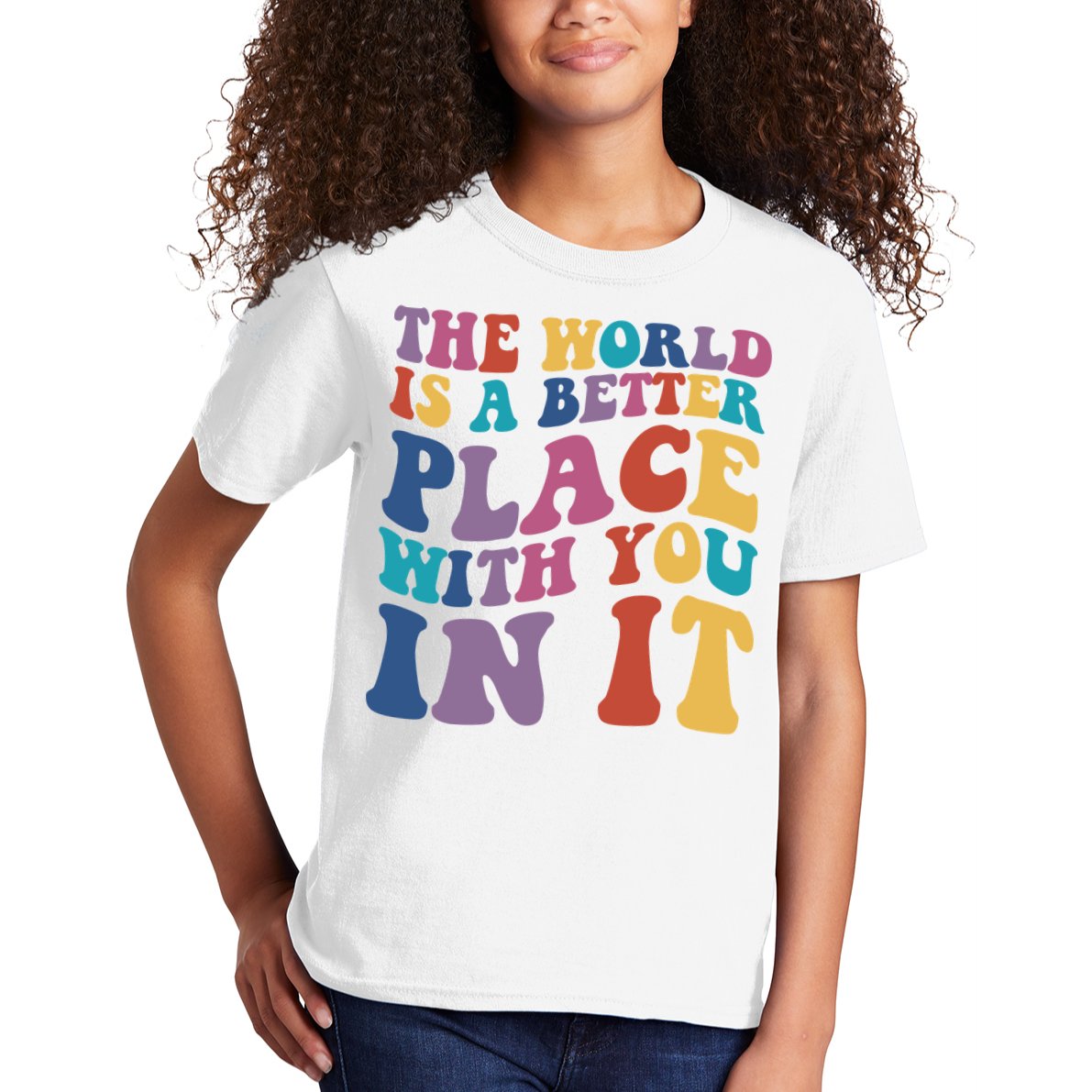 The World Is A Better Place With You In It Mental Health Awareness Kids T-Shirt