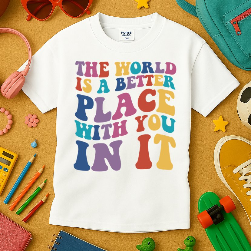 The World Is A Better Place With You In It Mental Health Awareness Kids T-Shirt