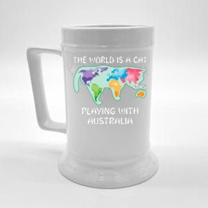 The World Is A Cat Playing With Australia Beer Stein