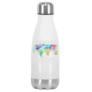 The World Is A Cat Playing With Australia Stainless Steel Insulated Water Bottle