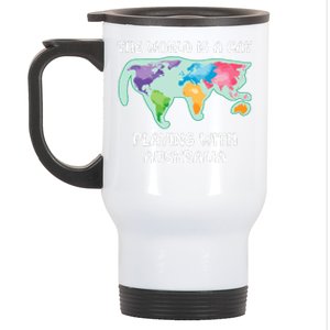 The World Is A Cat Playing With Australia Stainless Steel Travel Mug