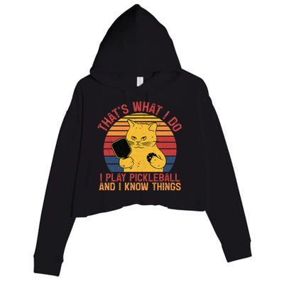 Thats What I Do Cat Lovers Paddleball Player Pickleball Crop Fleece Hoodie