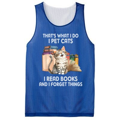 Thats What I Do I Pet Cats I Read Books And I Forget Things Mesh Reversible Basketball Jersey Tank