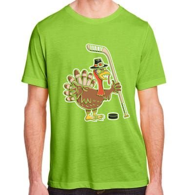 Turkey With Ice Hockey Stick And Hockey Puck Cute Gift Adult ChromaSoft Performance T-Shirt