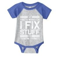 Thats What I Do I Fix Stuff And I Know Things Gift Vintage Gift Infant Baby Jersey Bodysuit