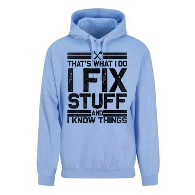 Thats What I Do I Fix Stuff And I Know Things Gift Vintage Gift Unisex Surf Hoodie