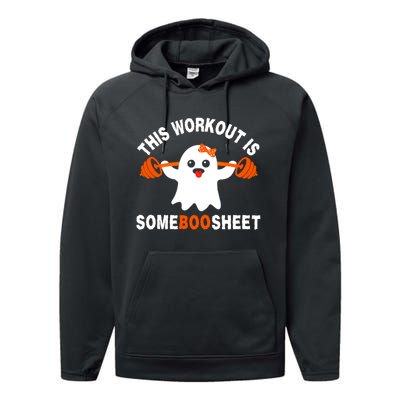 This Workout Is Boo Sheet Funny Cute Gym Ghost Halloween Performance Fleece Hoodie