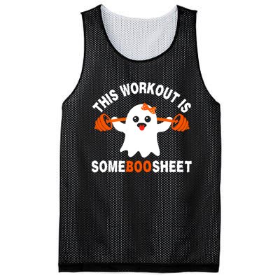 This Workout Is Boo Sheet Funny Cute Gym Ghost Halloween Mesh Reversible Basketball Jersey Tank