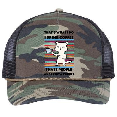 Thats What I Do I Coffee I Hate People Know Things Cool Gift Retro Rope Trucker Hat Cap