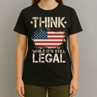 Think While It's Still Legal Vintage American Flag T-Shirt
