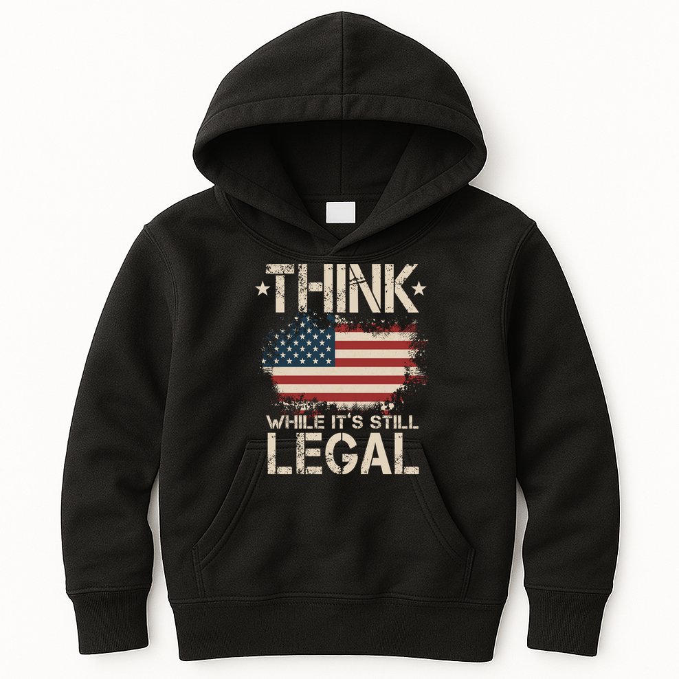 Think While It's Still Legal Vintage American Flag Kids Hoodie