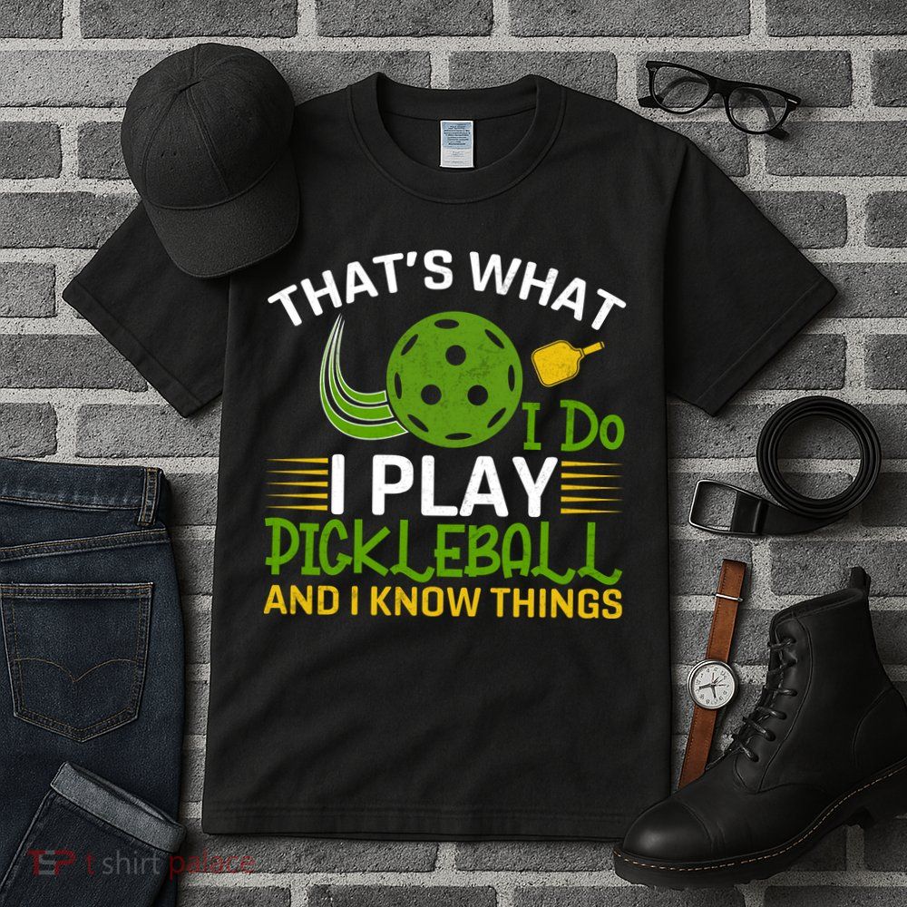 That's What I Do I Play Pickleball And I Know Things Gift Tall T-Shirt