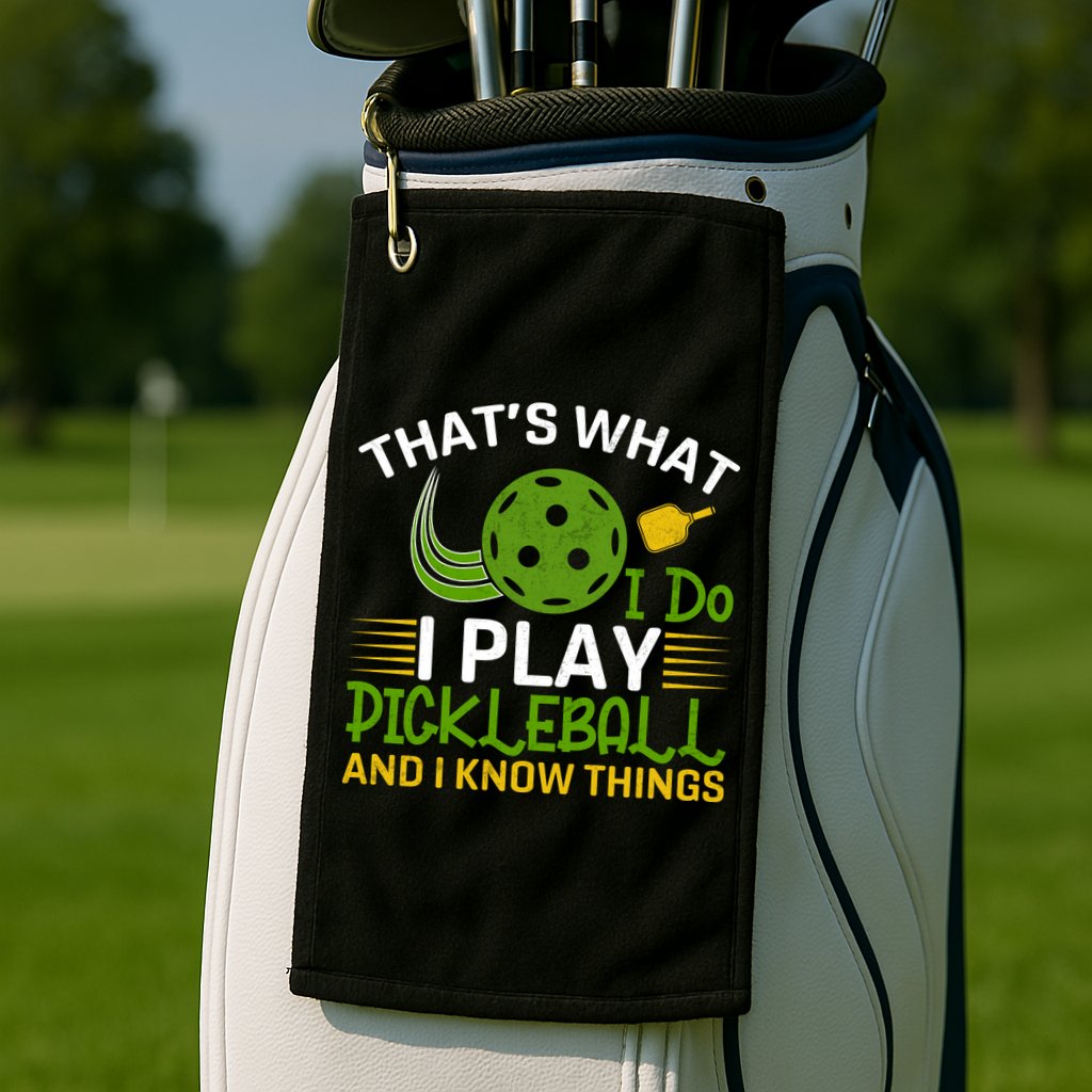 That's What I Do I Play Pickleball And I Know Things Gift Golf Towel