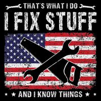 That's What I Do I Fix Stuff And I Know Things Retro Sunset Flat Bill Trucker Hat