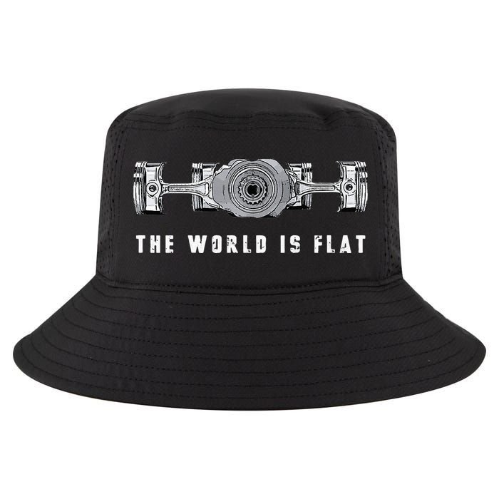 The World Is Flat Boxer Engine Car Enthusiast Cool Comfort Performance Bucket Hat