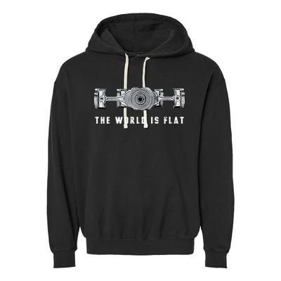The World Is Flat Boxer Engine Car Enthusiast Garment-Dyed Fleece Hoodie