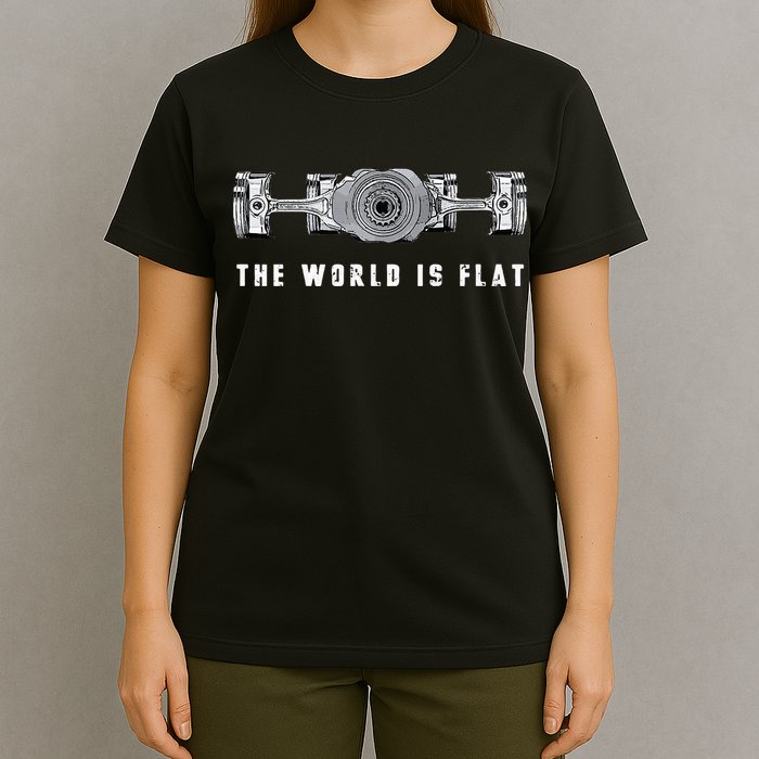 The World Is Flat Boxer Engine Car Enthusiast T-Shirt