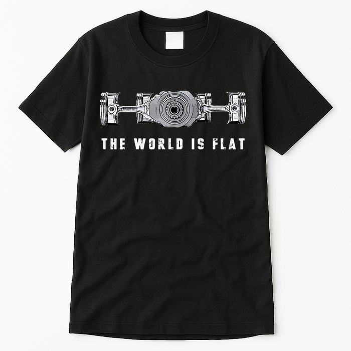 The World Is Flat Boxer Engine Car Enthusiast Tall T-Shirt