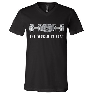 The World Is Flat Boxer Engine Car Enthusiast V-Neck T-Shirt